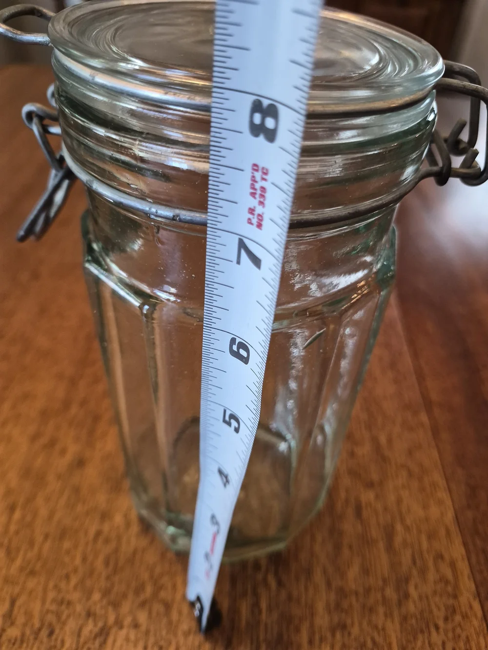Vintage  Clear  Maccheroni Glass Food Storage Jar with Clamp Lid Made In Italy